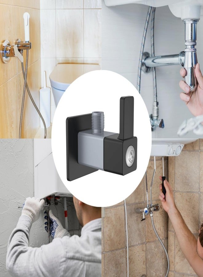 R. N. RN PTMT Superior Plastic Faucet Heavy Duty Angle Valve for Bathroom Sink, Geyser | Angle Cock with Wall Flange (Metallic-Grey-Black-Dual)_RNVIP09B01 | 20mm(3/4") Cartridge - Image 2